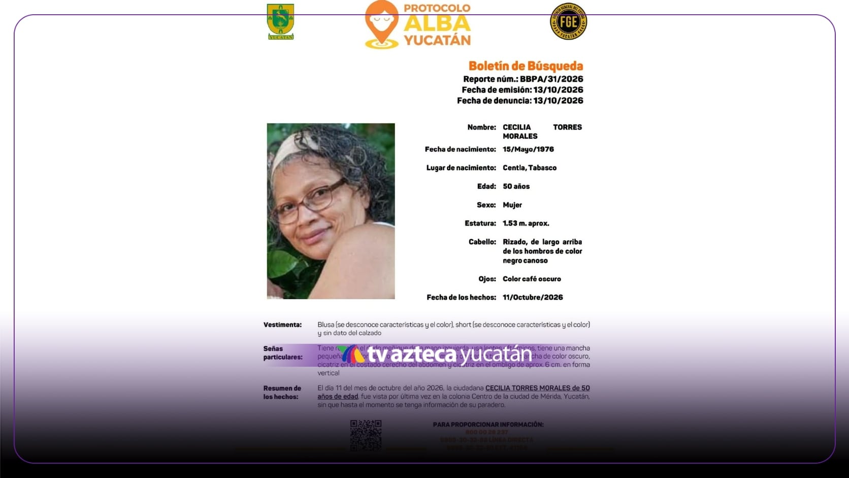 ¿La has visto? Buscan a doña Cecilia, de 50 años, DESAPARECIDA en el Centro de Mérida