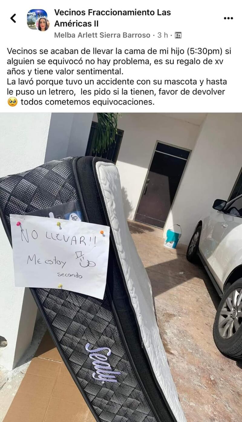 FOTO Robo de colchón en Las Américas se viraliza, lo habían dejado afuera para secarlo