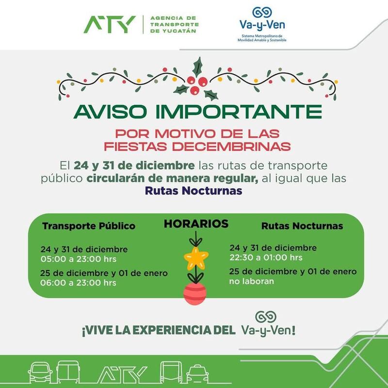 horario va y ven 24 diciembre.