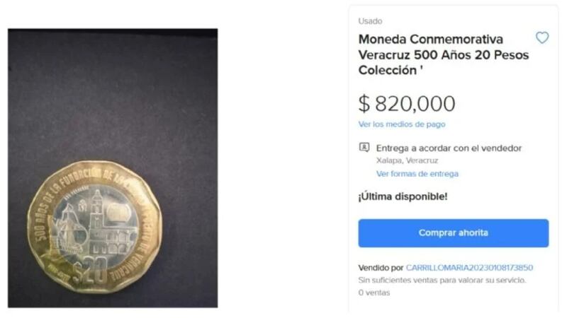 moneda se vende 820.